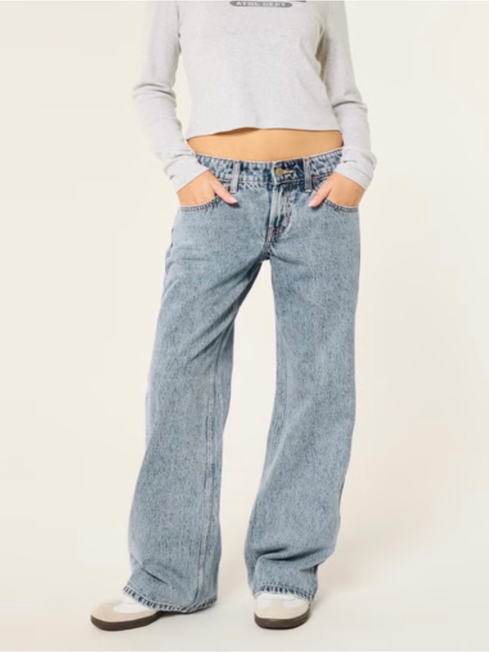 Hollister Light Wash Low Rise Wide Leg Jeans
